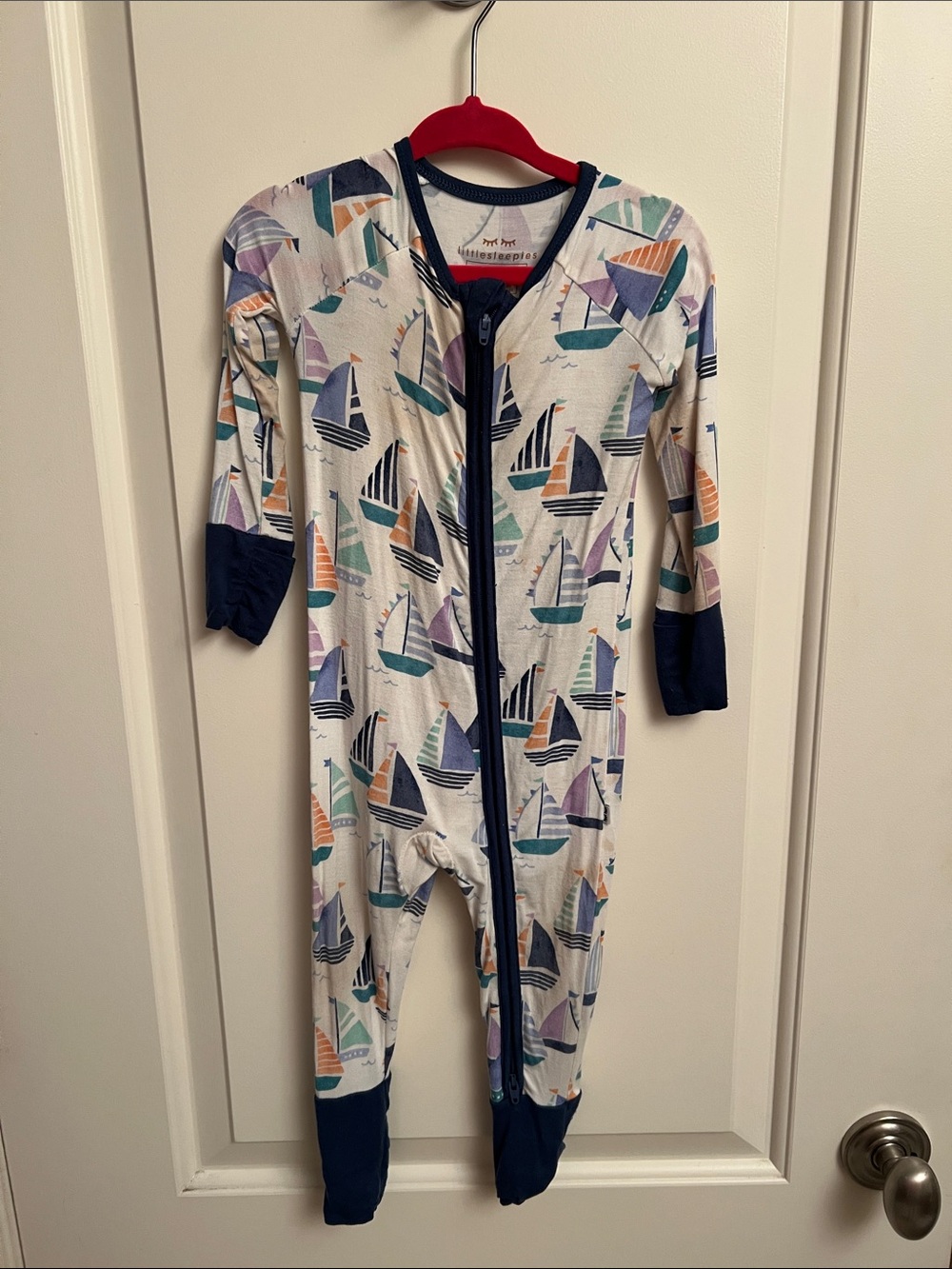Little Sleepies Sailboat Zip One-Piece - Navy, Teal, Orange, Purple